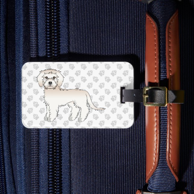 Crèmefärgad Mini Goldendoodle Söt Tecknad Hund & T Bagagebricka (Framsida Insitu 4)