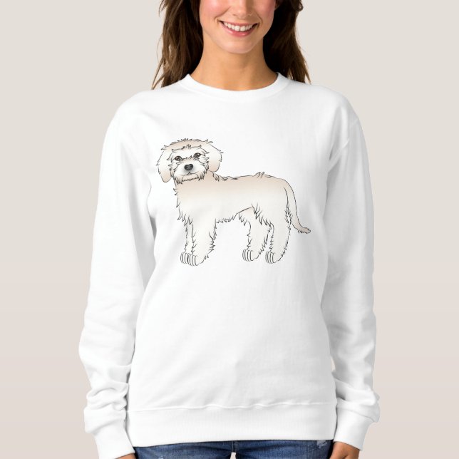 Crèmefärgad Mini Goldendoodle Söt Tecknad Hund T Shirt (Framsida)