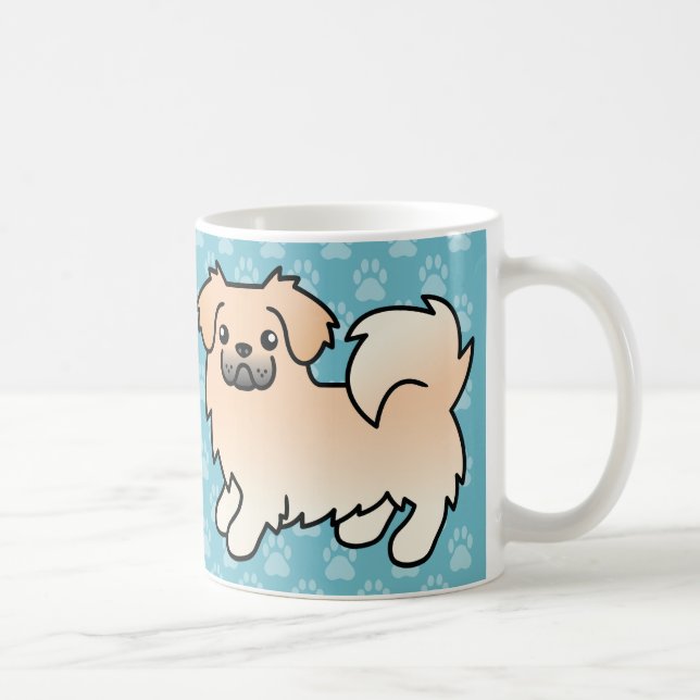 Crèmefärgad tibetansk spaniel tecknad hund kaffemugg (Höger)