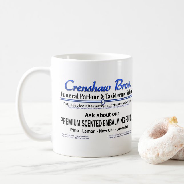 Crenshaw Bros Scented Embalming Fluid Promo Kaffemugg (Med munk)