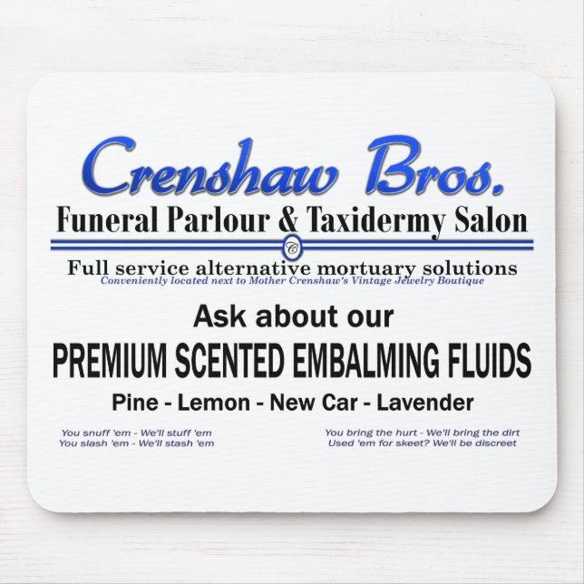 Crenshaw Bros Scented Embalming Fluid Promo Musmatta (Framsidan)