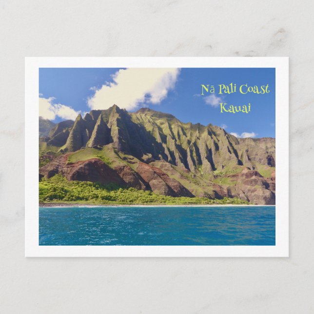 Crenulerade klipp av Nā Pali Kusten, Kauai Vykort (Framsida)