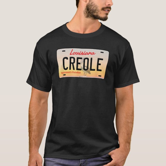 Creole Louisiana License Plate T Shirt (Framsida)