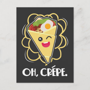 Crepe Dessert Funny Frankrike Food Pun Vykort