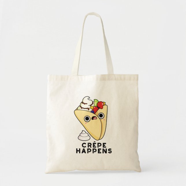 Crepe Happens Funny Food Pun Tygkasse (Framsidan)