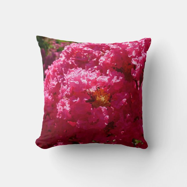 Crepe Myrtle Träd Magenta Blommigt Kudde (Framsida)