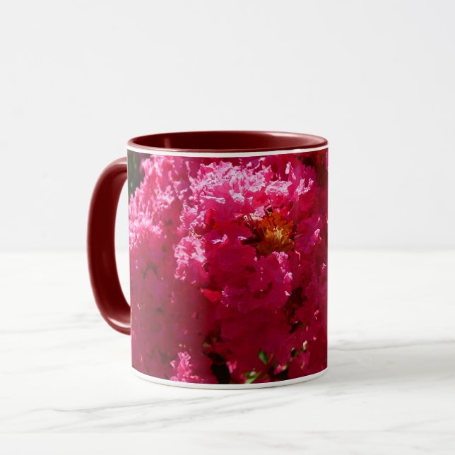 Crepe Myrtle Träd Magenta Blommigt Mugg (Framsida vänster)