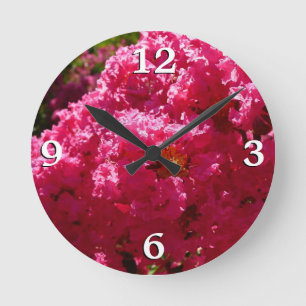 Crepe Myrtle Träd Magenta Blommigt Rund Klocka