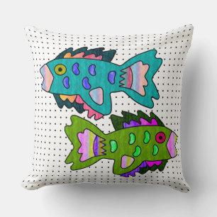 Crepe Papper Fish på Polka dots Kudde