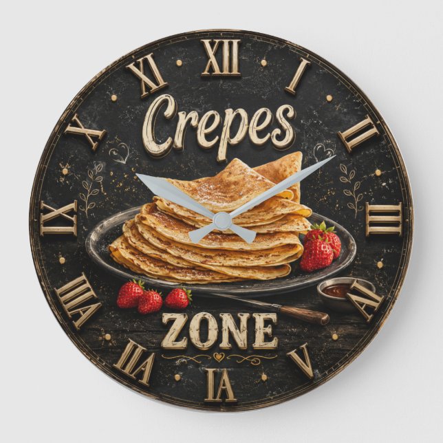 Crepes Rustic Breakfast & Brunch Gift Stor Klocka (Framsida)