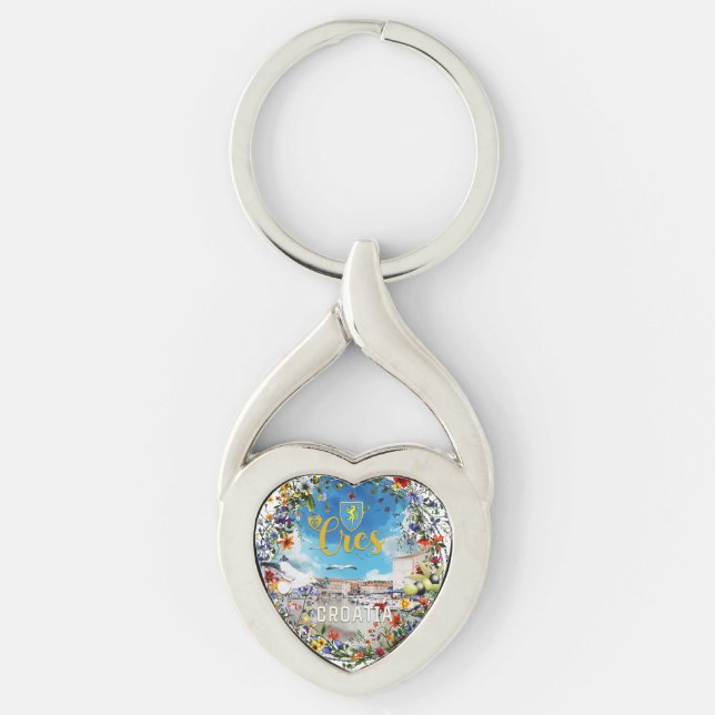 Cres  twisted heart silverfärgad nyckelring (Framsidan)