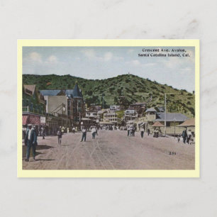 Crescent Ave, Avalon, Vintagen Catalina Vykort