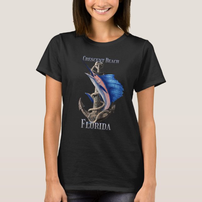 Crescent Beach Florida Svärdfisk Marlin Havsfisk T Shirt (Framsida)