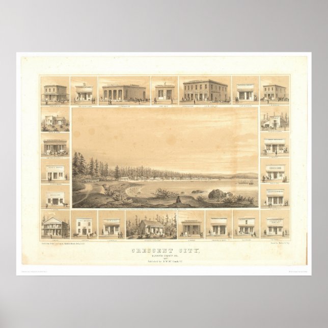 Crescent City. Panoramisk Karta 1857 (0465A) Poster (Framsidan)