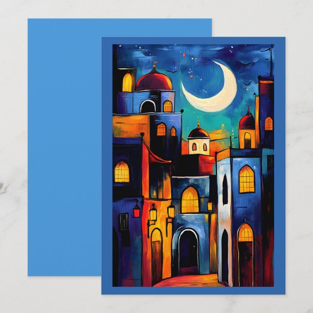 Crescent glöd | Ramadan Geometric Mosques Inbjudningar (Fram/baksida)
