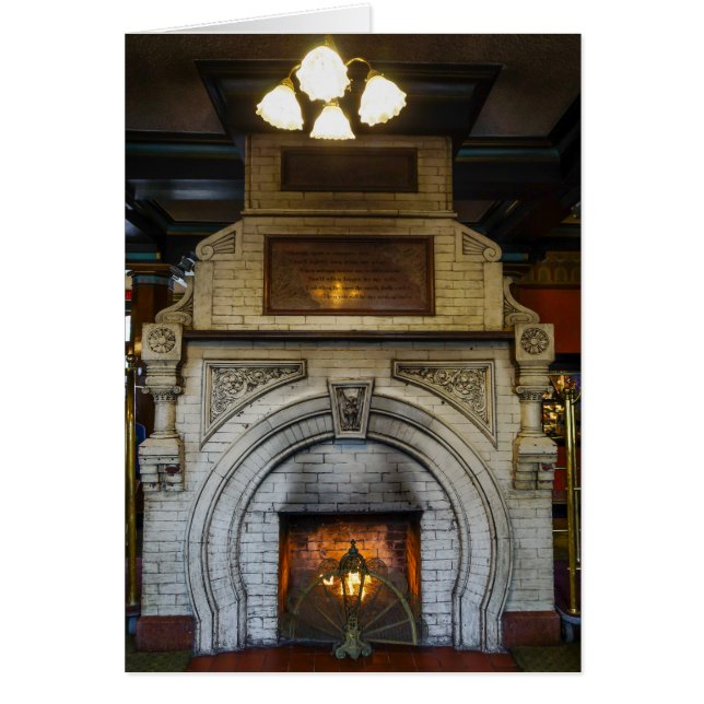 Crescent Hotel Fireplace Greeting Card OBS Kort (Framsidan)