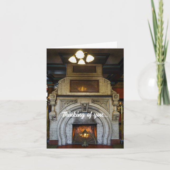Crescent Hotel Fireplace Tinking of You Card Kort (Framsida)