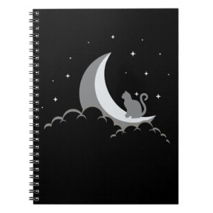 Crescent Måne Andlig Cat Gothic Pastel Wicca Anteckningsbok