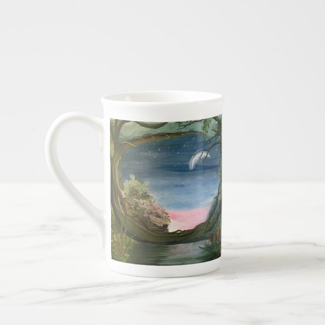 Crescent Måne, av Gary Poling Benporslin Mugg (Vänster)