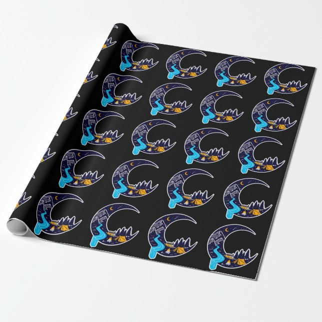 Crescent Måne Äventyr Camping Presentpapper (Utrullad)