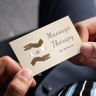 Crescent Måne & Boho Händer massage Therapist Brow Visitkort