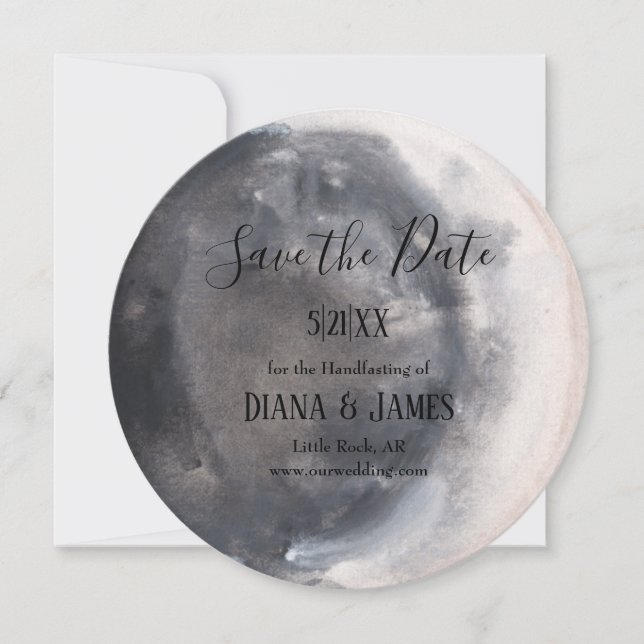 Crescent Måne Boho Wicca-handfixering Spara datume (Framsida)