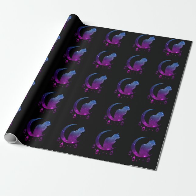 Crescent Måne Cat Mystical Pastel Goth Andlig Presentpapper (Utrullad)