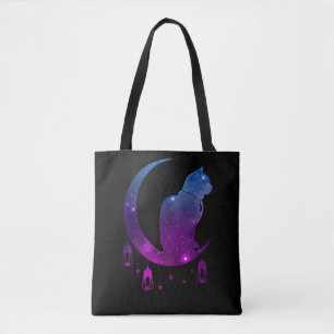 Crescent Måne Cat Mystical Pastel Goth Andlig Tygkasse