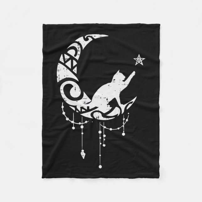 Crescent Måne Cat Star Mystical Celestial Women Gi Fleecefilt (Framsidan)