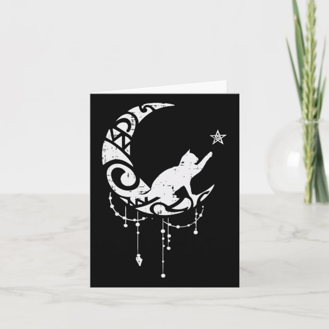 Crescent Måne Cat Star Mystical Celestial Women Gi Kort (Framsida)