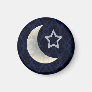 Crescent Måne Damask Goth Magnet