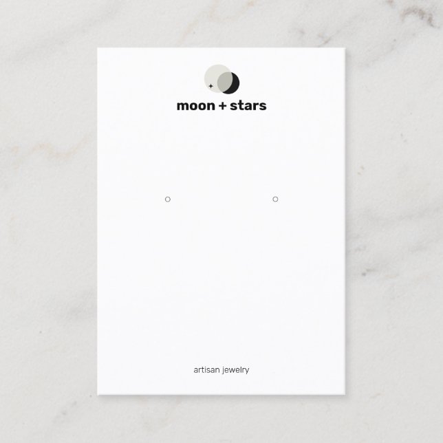 Crescent Måne Earring Jewelry Visning Holder Visitkort (Framsida)