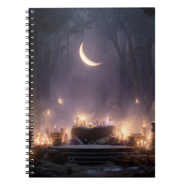 Crescent Måne Enchanted Altar Notebook Anteckningsbok (Framsidan)