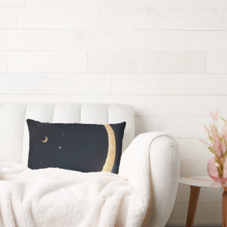 Crescent måne flytande nattetid himmel lumbarkudde