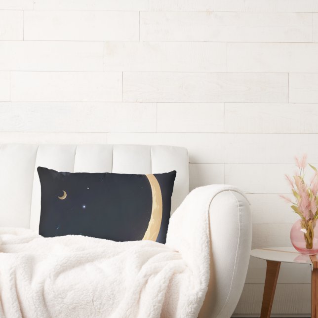 Crescent måne flytande nattetid himmel lumbarkudde (Soffa)