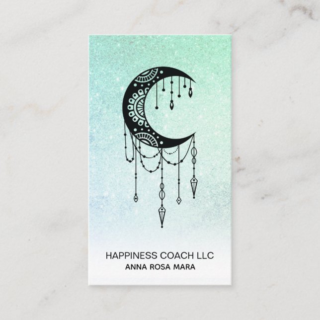 *~* Crescent Måne Luna talisman Shaman Glitter Visitkort (Framsida)