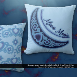 Crescent Måne Magic Stars Celestial Light Blue Kudde