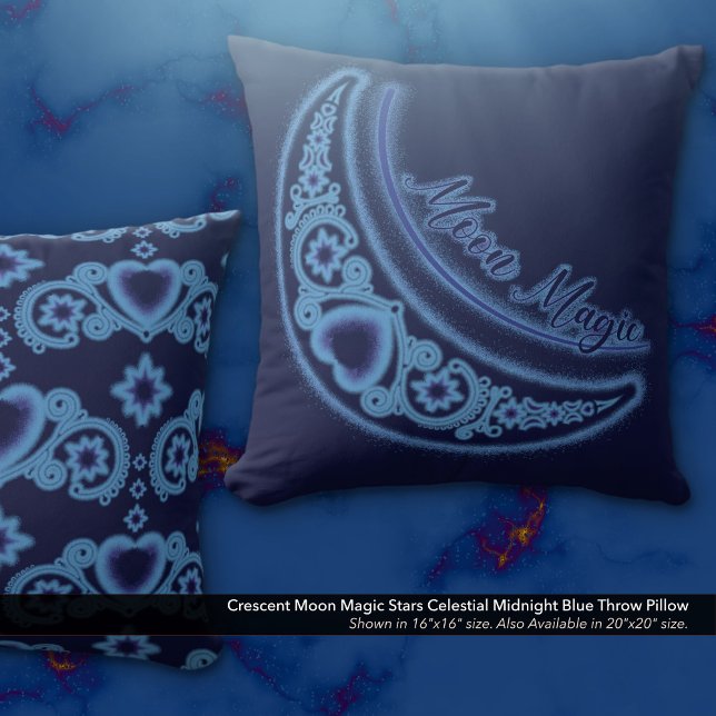 Crescent Måne Magic Stars Celestial Midnight Blue Kudde (Crescent Moon Magic Stars Celestial Midnight Blue Throw Pillow)