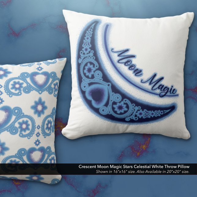 Crescent Måne Magic Stars Celestial White Kudde (Crescent Moon Magic Stars Celestial White Throw Pillow)