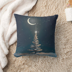 Crescent Måne med en julstjärna Kudde