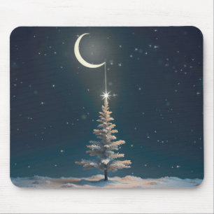 Crescent Måne med en julstjärna Musmatta