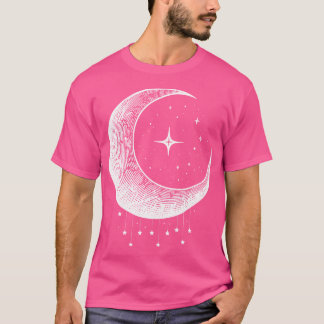 Crescent Måne med stjärnor på kvällen Himmel Natt T Shirt