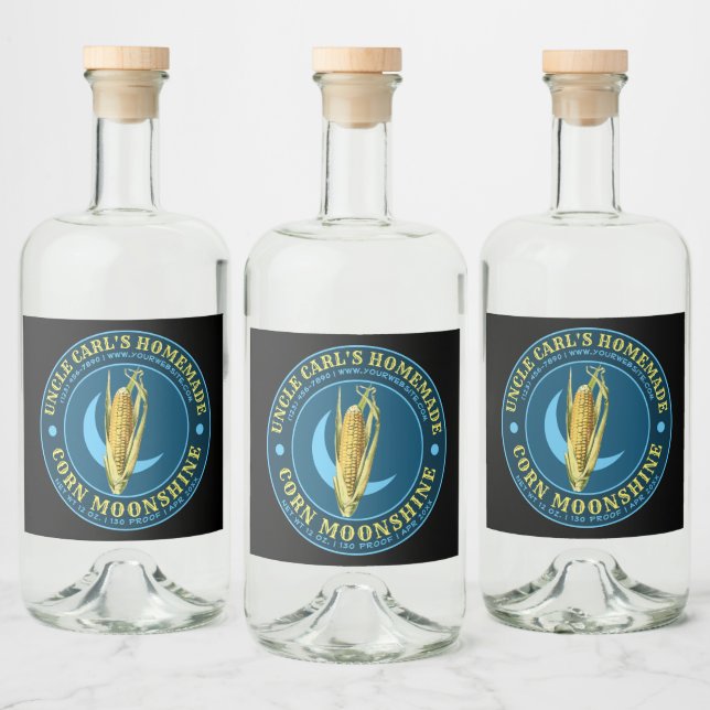 Crescent Måne Moonshine-etikettmall Spritflaskor Etikett (Flaskor)