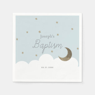 Crescent Måne och Stars Light Blue Boy Baptism Pappersservett