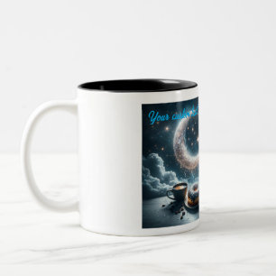 Crescent måne och tvillingstjärnor kaffe mugg