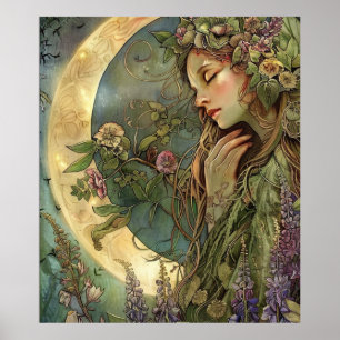 Crescent Måne Ostara Poster