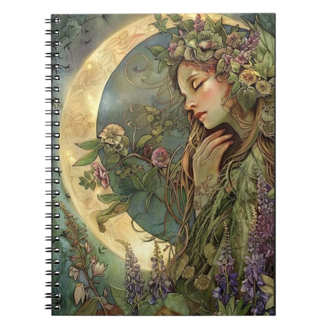 Crescent Måne Ostara Spiral-fotopatbok Anteckningsbok (Framsidan)