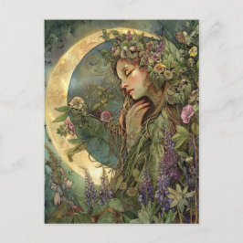 Crescent Måne Ostara vykort