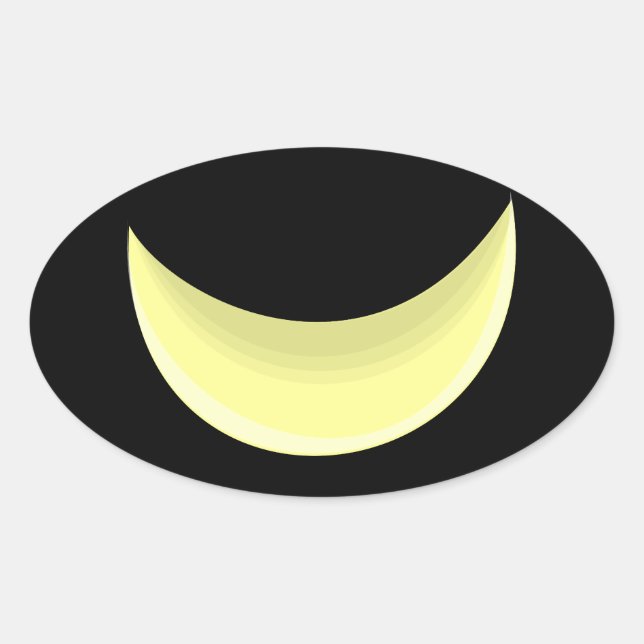 Crescent Måne Ovalt Klistermärke (Framsida)