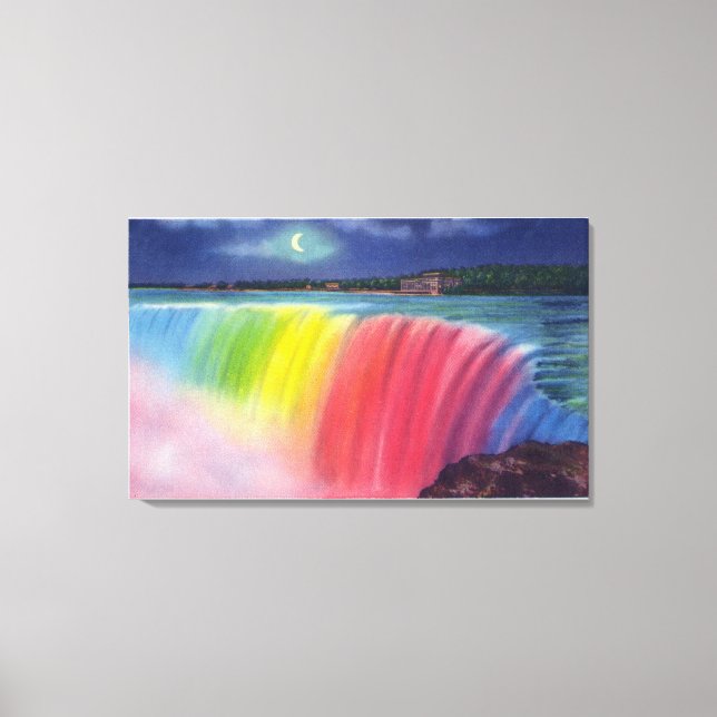 Crescent Måne över belysta hästar Canvastryck (Framsida)